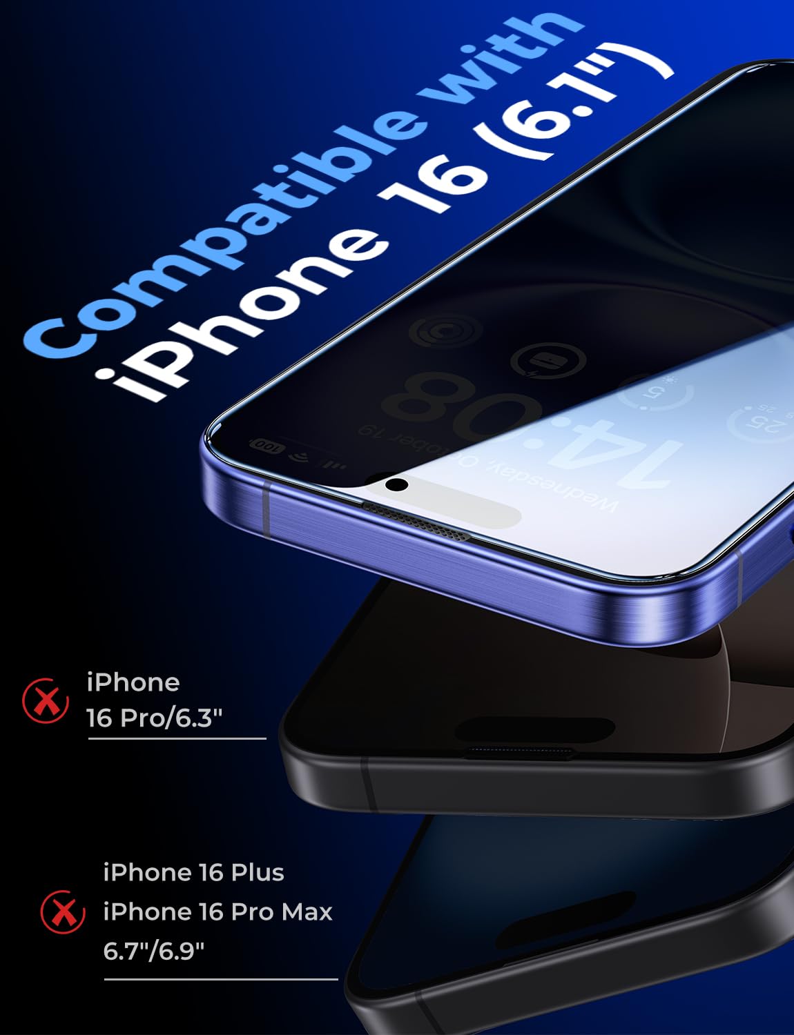 MAGIC JOHN 2 Pack for iPhone 16 Pro Max 6.9 inch Privacy Tempered Glass Screen Protector, Bubble Free, Easy Installation, Auto Dust-Elimination