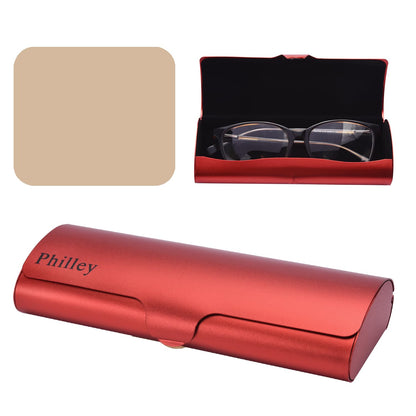 Philley Aluminum Ultra-Light Eyeglass Case Hard Shell Nearsighted Glasses Case for Women & Men(Grapefruit Red)