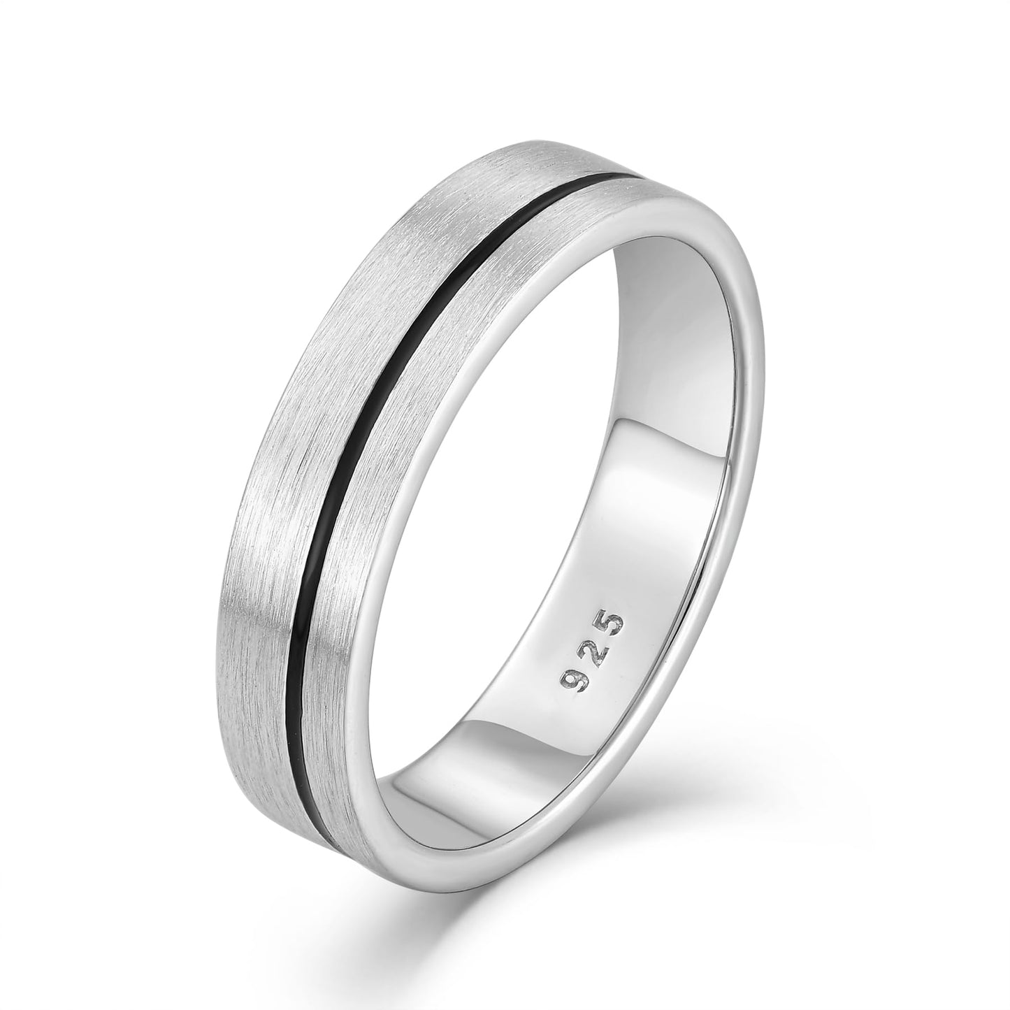 STARCHENIE Wedding Band Ring for Men, 925 Sterling Silver Comfort Fit, Brushed Matte Finish with Center Groove, Sizes 7