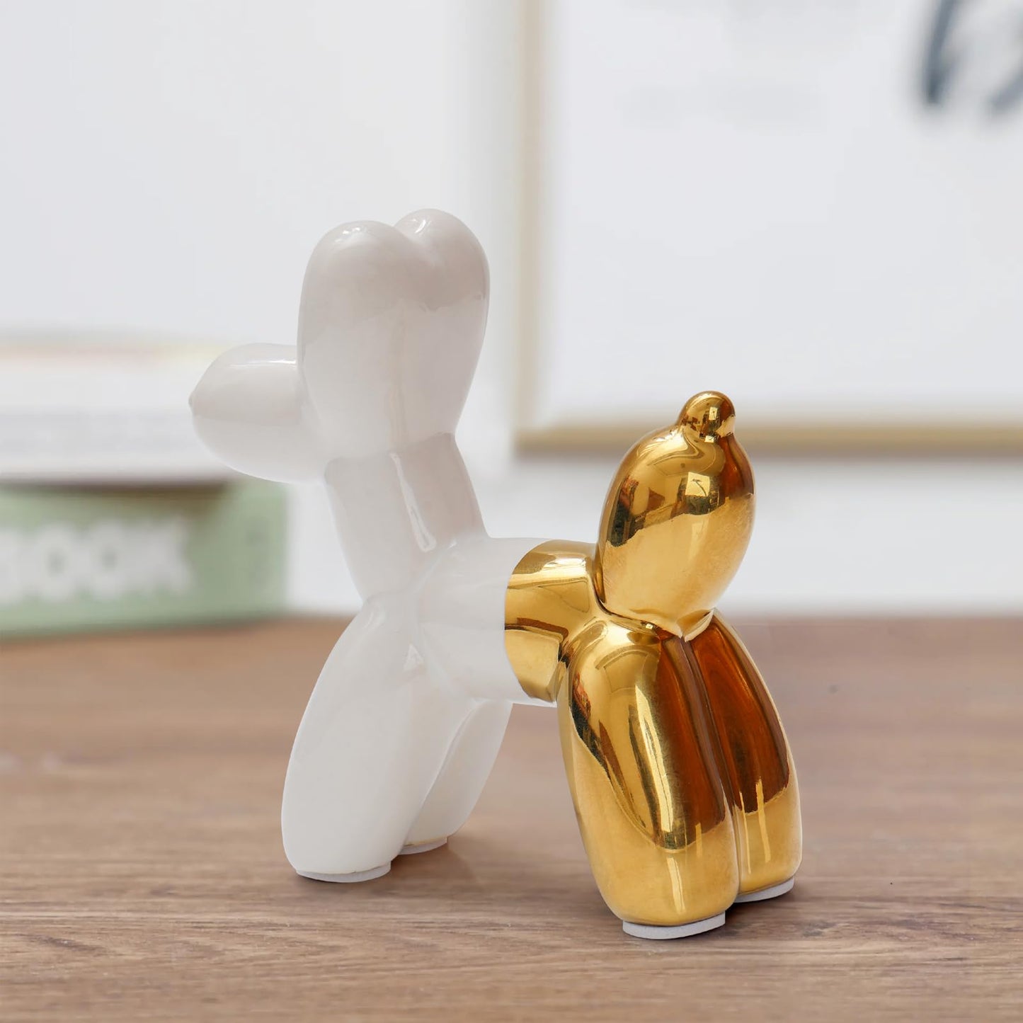 Notakia Cute Ceramics Balloon Dog Statue Crafts Living Room Desktop Decorations,Handmade Modern Small Ceramic Animal Statue Ornament Home Decor Accents