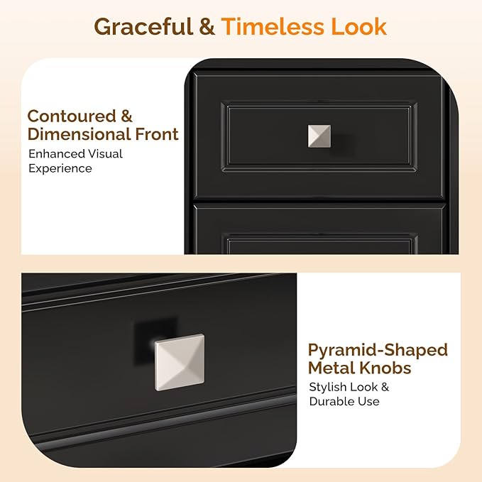 VINGLI 18.9" W Black Nightstand Set of 2