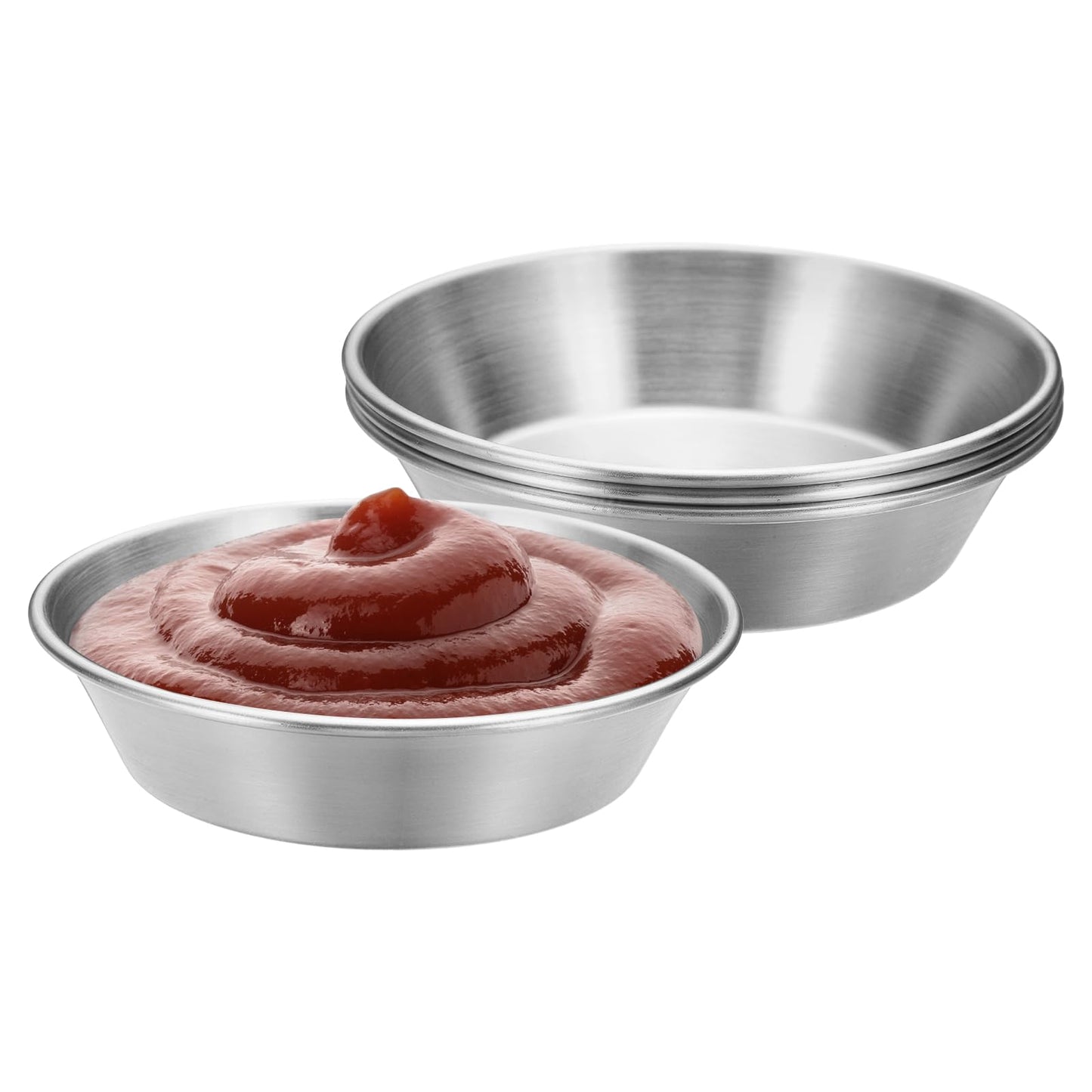 uxcell 4Pcs Stainless Steel Sauce Dipping Bowls, 4.5oz 4.1" Reusable Condiment Bowls Salad Dressing Containers Dipping Sushi Sauces Cups for Kitchen Restaurant, Silver
