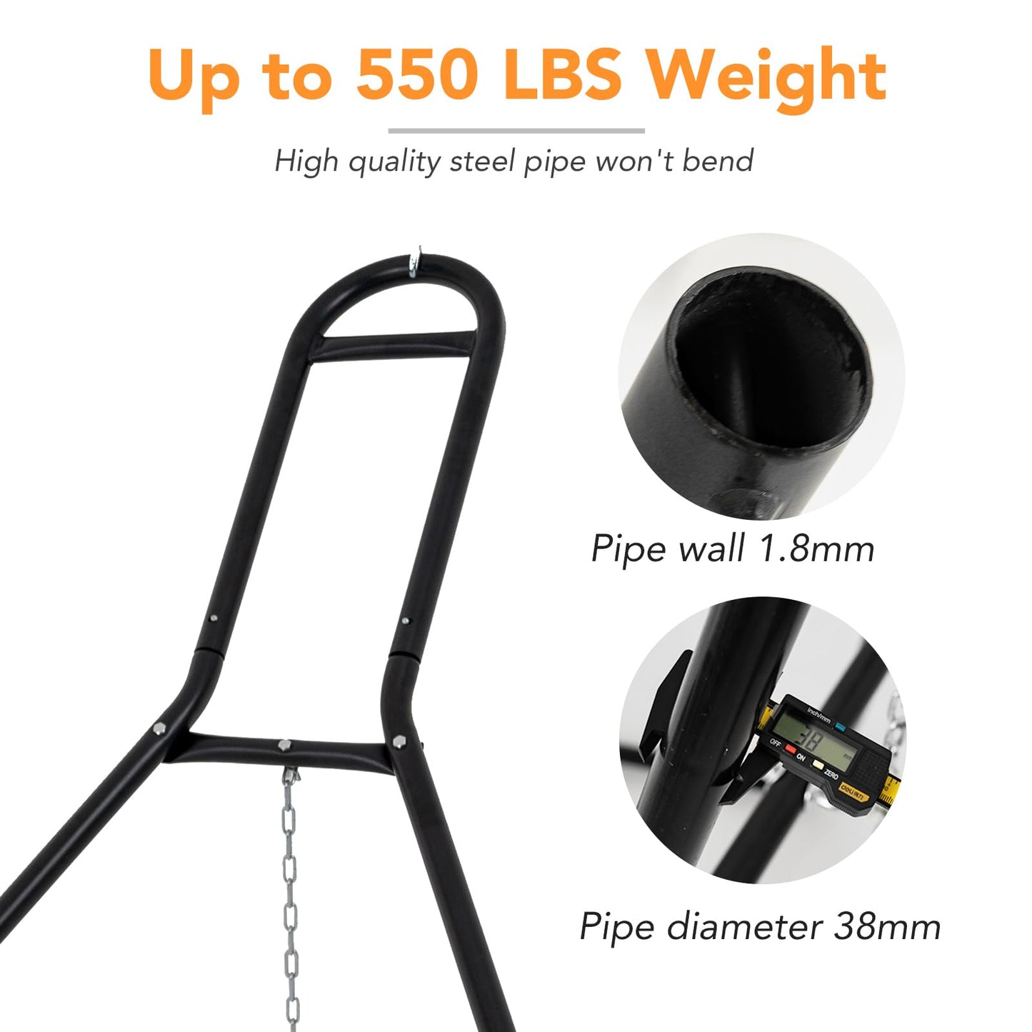 HARBOURSIDE HAMMOCKS Hammock Stand Only, Heavy Duty Steel Hammock Frame, 550 LBS Capacity, Fits Hammocks 9 to 14 Ft., Portable Hammock Rack for Indoor Outdoor Use