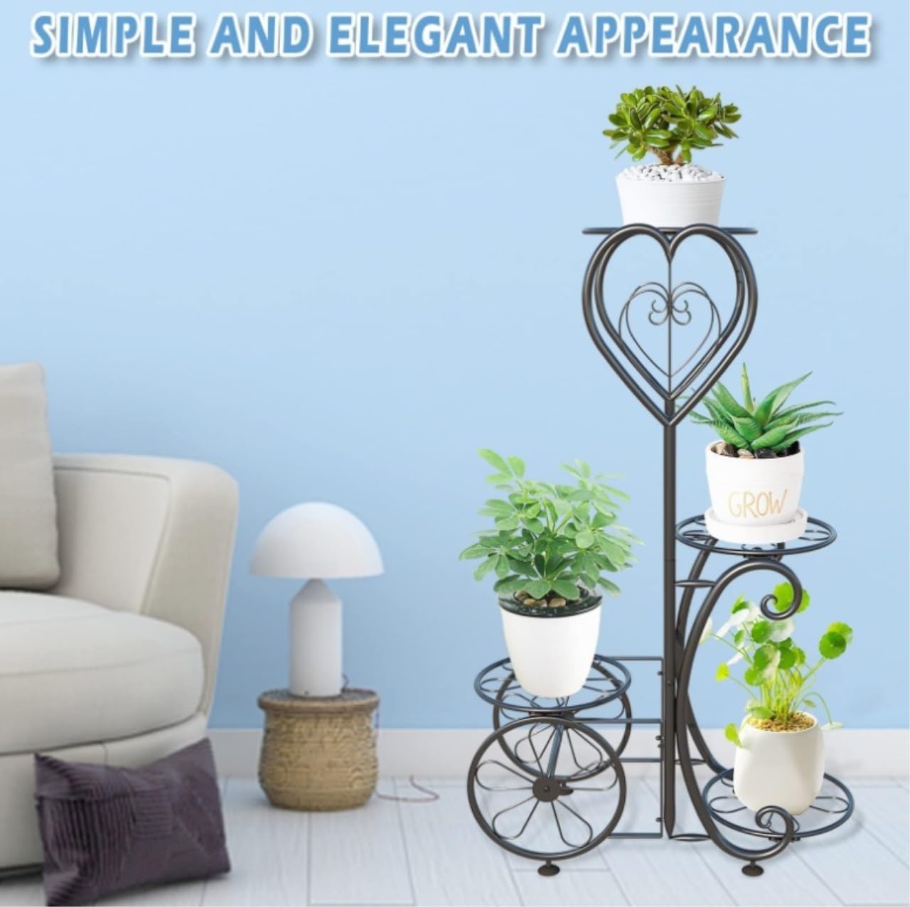 ZDJZMGZ Plant Shelf Plant Holder, 4 Tier Plant Stand Indoor Outdoor Metal Flower Holder Tall Corner Plant Shelf Rack for Patio Plants Corner Plant Table, 77cm, Black