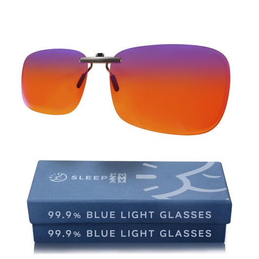 Sleep ZM Clip On 99.9% Orange Blue Light Glasses for Computer, TV, Gaming Use Improve Sleep Quality by Naturally Producing Melatonin for Women and Men