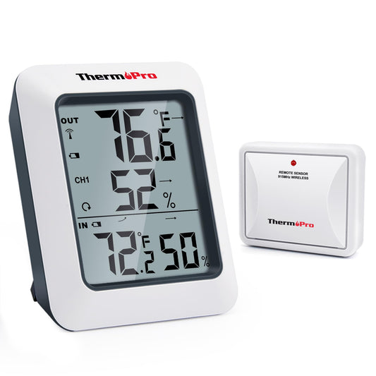 ThermoPro TP60 Digital Hygrometer Outdoor Thermometer Wireless Temperature and Humidity Gauge Monitor Room Thermometer with 500ft/150m Range Humidity Meter