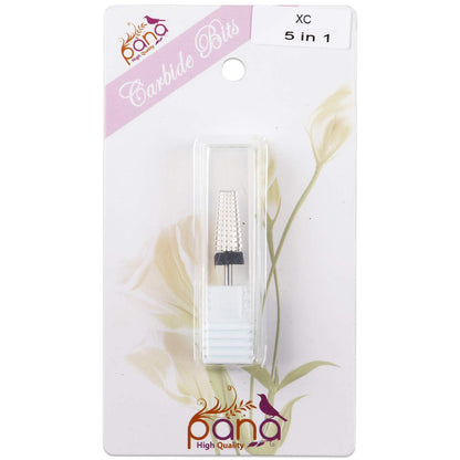 PANA Nail Carbide 5 in 1 Bit - Two Way Rotate use for Both Left and Right Handed - Fast Remove Acrylic or Hard Gel - 3/32" Shank - Manicure, Nail Art, Drill Machine (Fine - F, Silver)