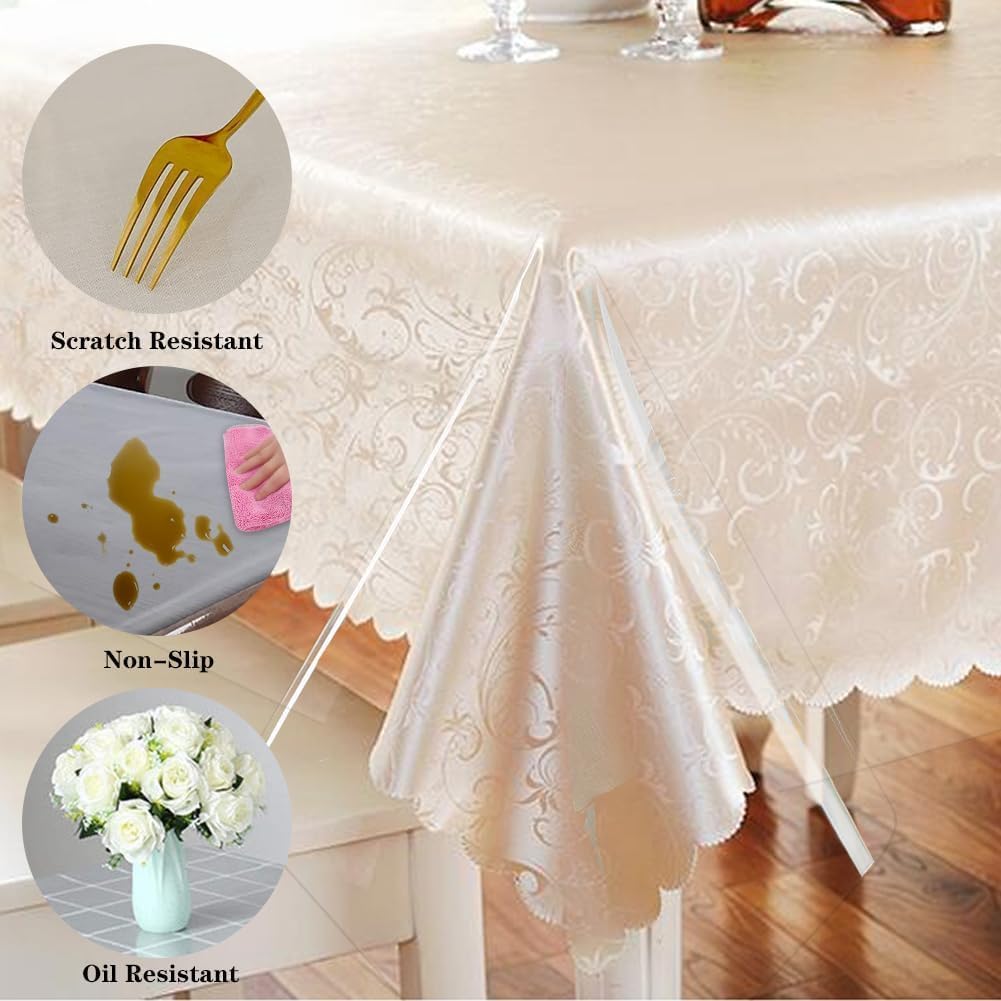 DASIAUTOEM Transparent Tablecloth, Transparent Table Film, Transparent 150 cm Wide, Sold by The Metre, 0.13 mm Thick, Waterproof, Washable PVC Film, Greaseproof Table Protector (150 x 250 cm)