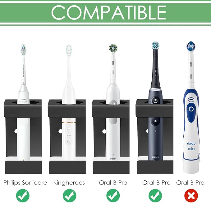 Wall Mounted Electric Toothbrush Holder, 4 Slots Stand