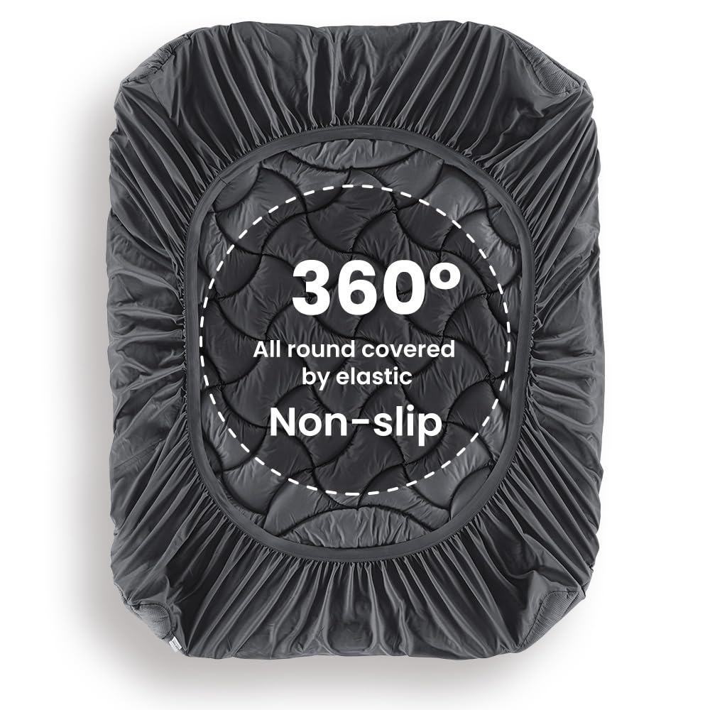 SLEEP ZONE Cooling Queen Mattress Topper, Premium Zoned Cool Mattress Pad Cover, Padded Mattress Protector Breathable Washable, Deep Pocket 8-21" (Grey, Queen)