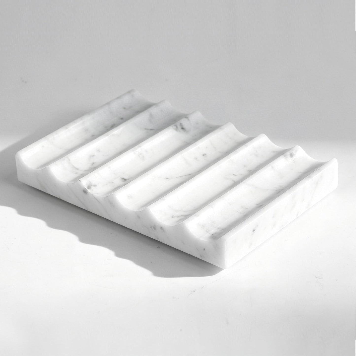 Soap Holder, Luxury Marble Soap Dish for Shower, Bathroom Tray with Creative Wavy Design,Easy Cleaning Marble Tray for Kitchen Sink