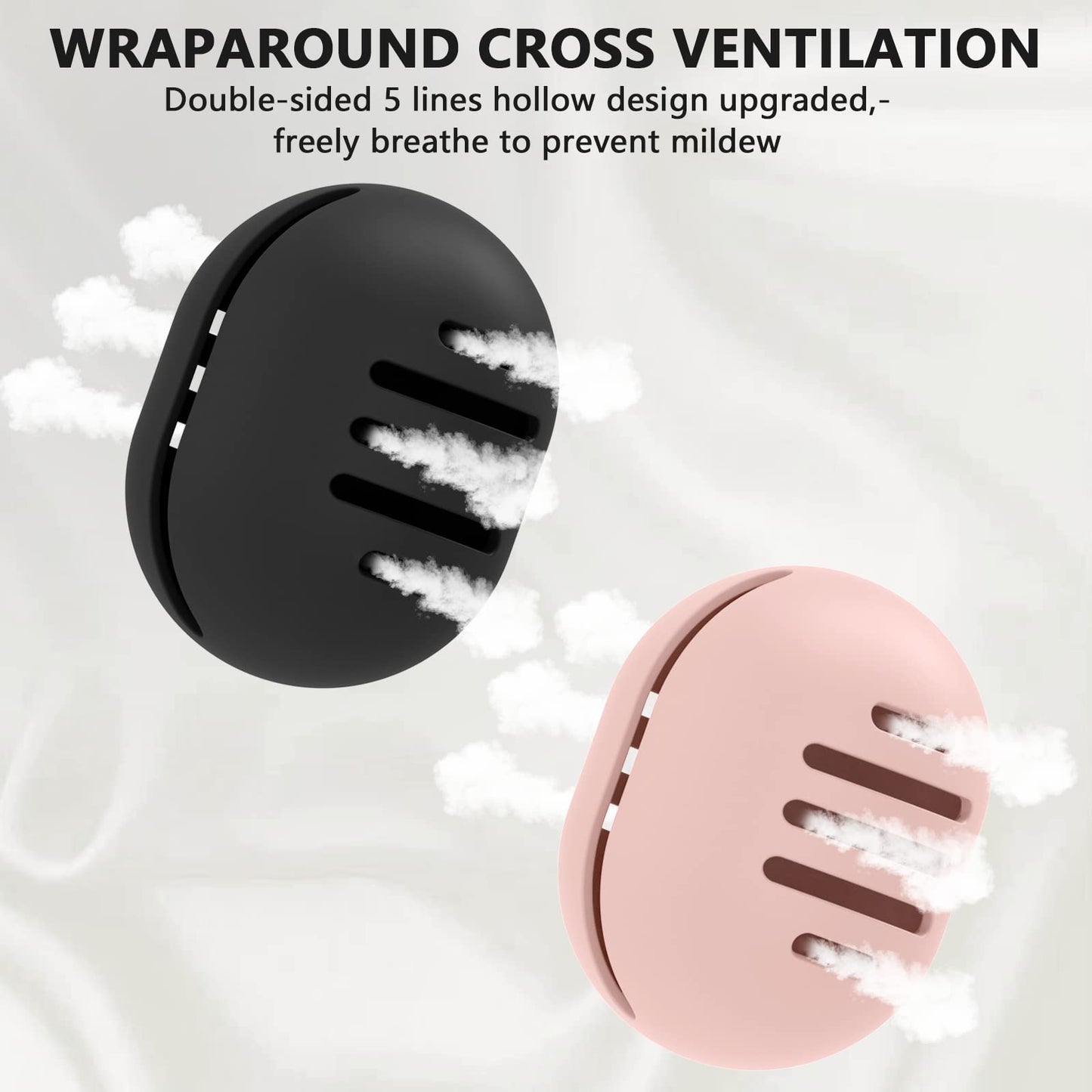 2 Pcs Makeup Sponge Holder,Double-Sided Breathable Silicone Beauty Blender Holder for Travel or Daily,Shatterproof Make-up Travel Case Quick Drying Easy to Carry,Grey+Pink