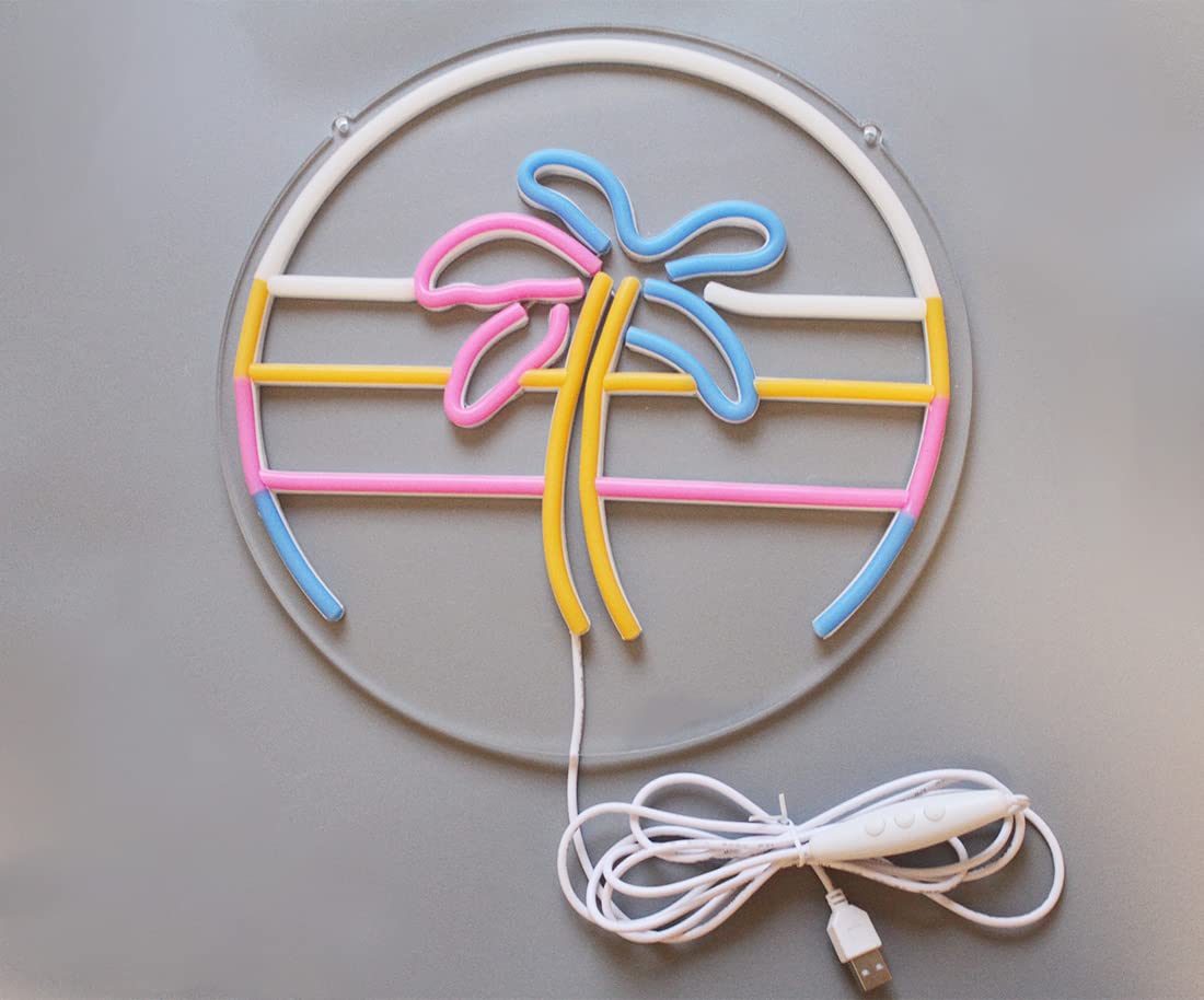 Sunset&Sea LED Neon Signs Palm Tree Neon Lights For Bedroom Decoration Cool Wall Decor For Living Room Boy's Girls Room USB Powered(12 * 12")
