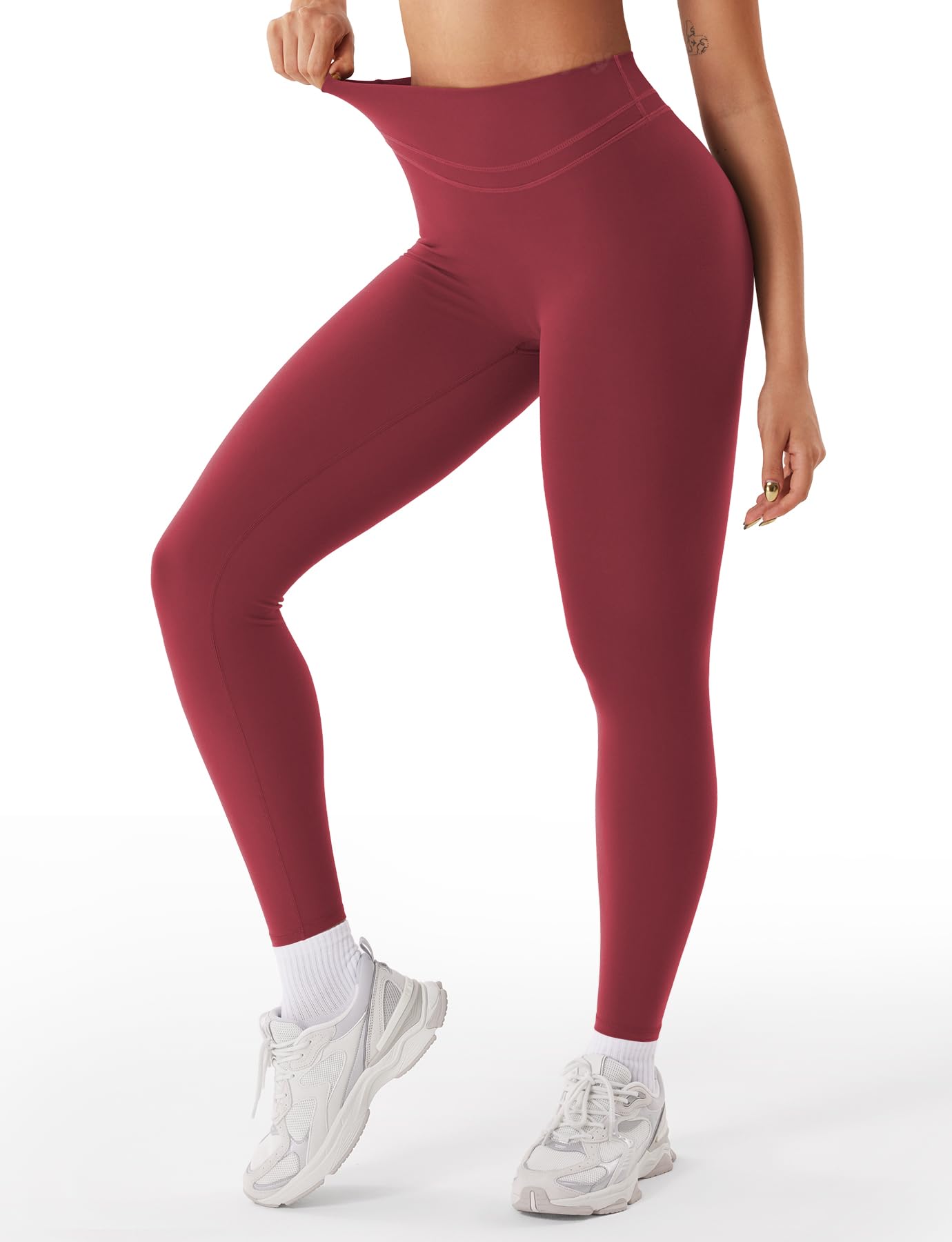 VOYJOY Womens Scrunch Workout Leggings Compression Butt Lifting Mid High Waist 26 Inches Seamless V Back Yoga Pants