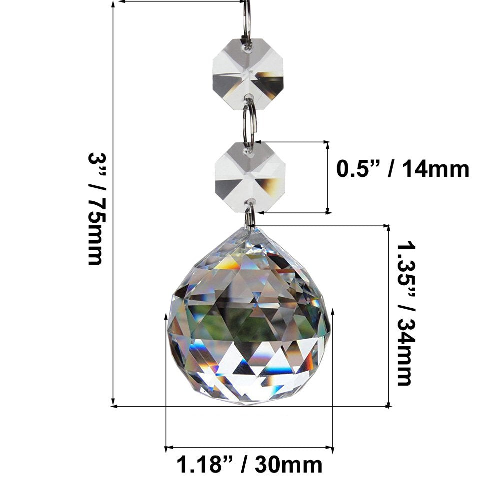 Fushing 20pcs Crystal Glass Ball Chandelier Prisms Pendants Parts Beads (30mm, Clear)