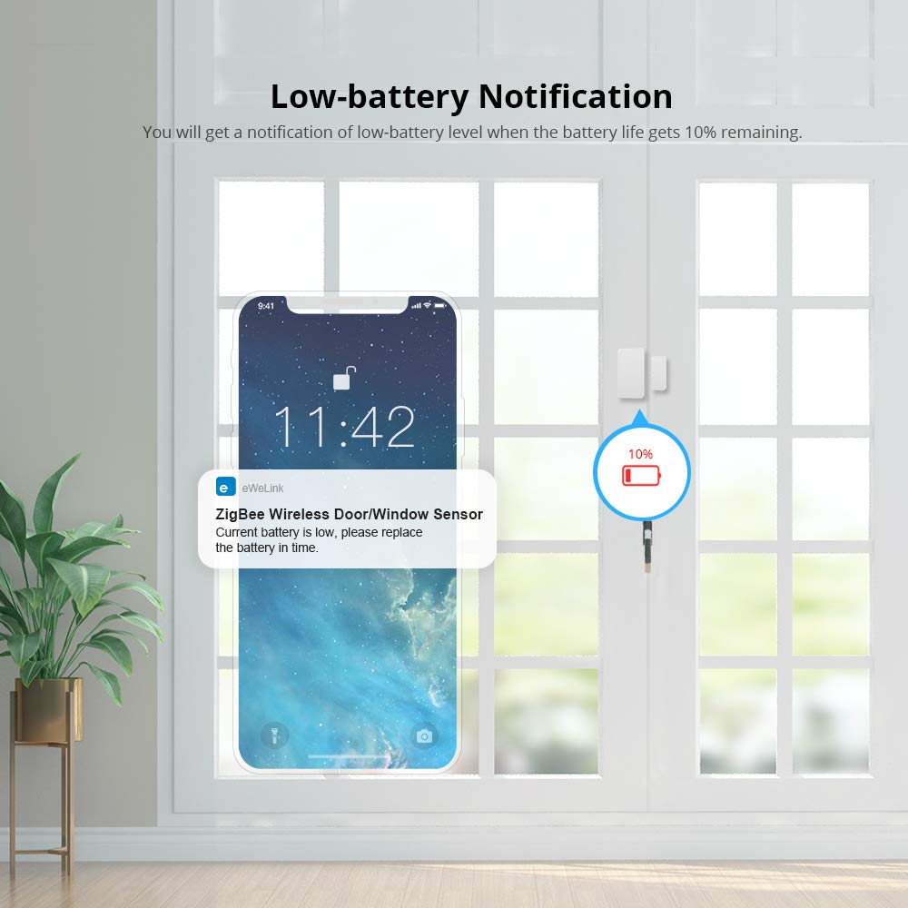 SONOFF SNZB-04 ZigBee Wireless Door and Window Sensor 2-Pack, Burglar Alarm for Home Security, Compatible with Alexa Google Home, SONOFF Zigbee Bridge Required