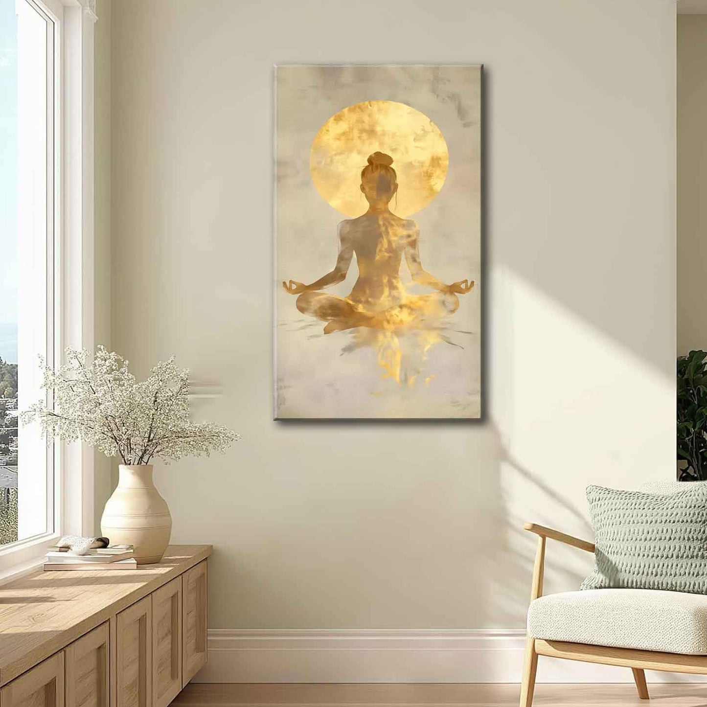 Large Zen Canvas Wall Art Modern Abstract Yoga Gold Meditation Decor Picture Tranquil Aesthetic Spa Posters Prints for Bathroom Spiritual Living Room Girl Bedroom Decoration