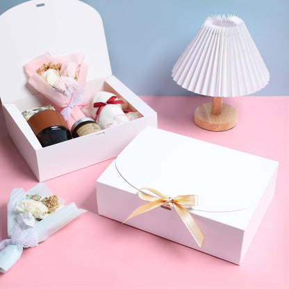 15 PCS Gift Boxes with Lids, 10.6x7.8x3.1 Inch Gift Boxes, Groomsmen Proposal Box, Luxury Gift Box with Ribbon for Bridesmaid Box, Kraft Paper Boxes for Wedding, Packaging, Present, Birthday, Christmas, Party,Contains 15sets Envelopes and Thank You Cards