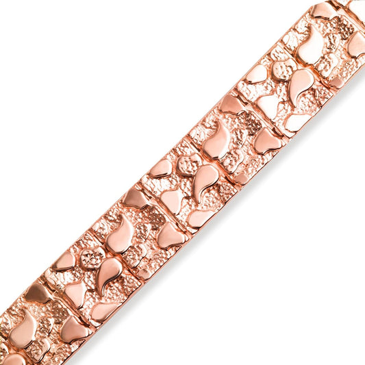 Solid 14k Rose Gold Large Textured Nugget Bracelet (Size 8)