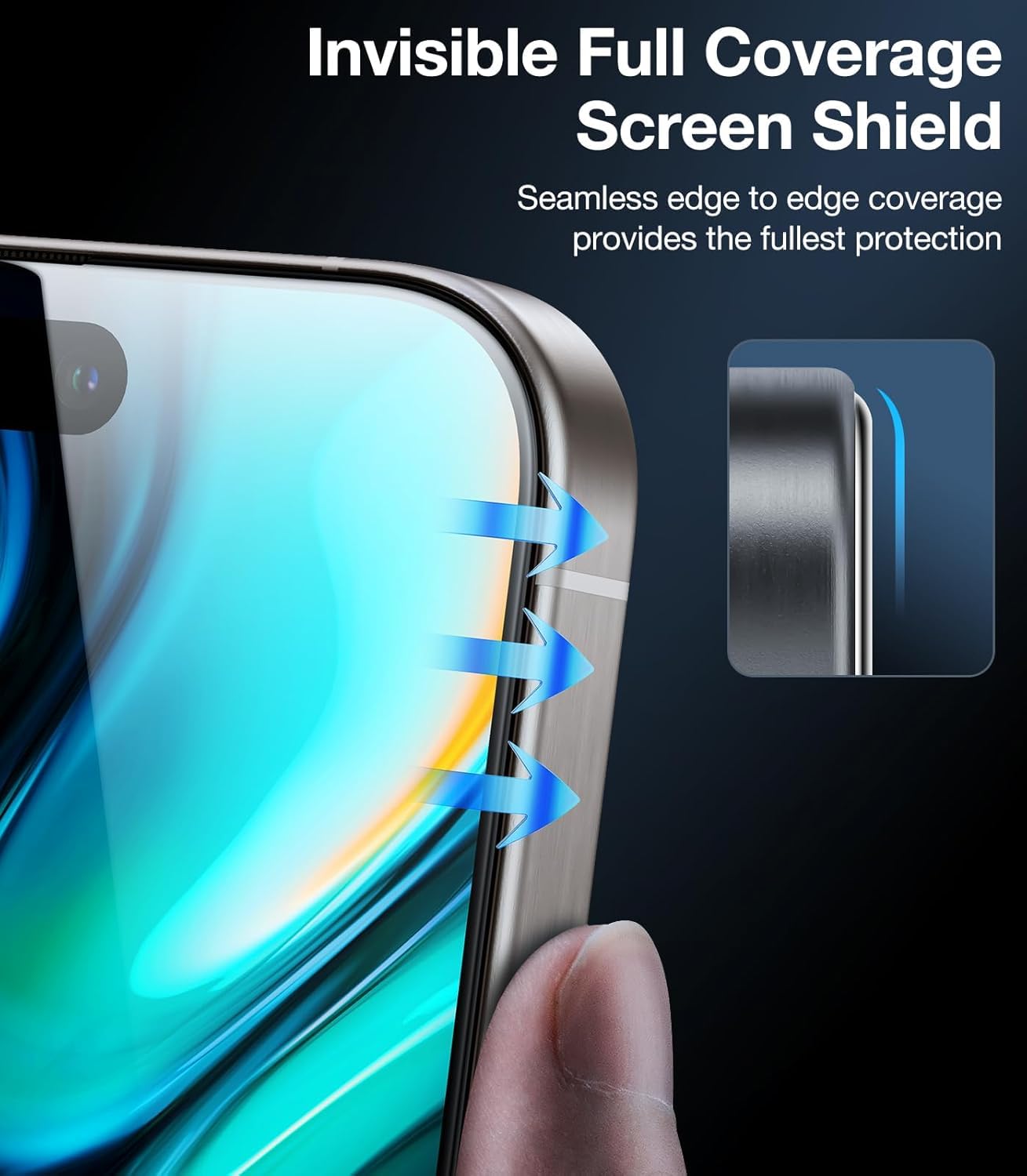 UltraGlass 9H+ Glass for iPhone 15 Pro Max Privacy Screen Protector [Invisible Privacy Armor] Screen Protector 15 Pro Max Tempered [Full Coverage & Longest Durable] 15 ProMax, 2 Pack