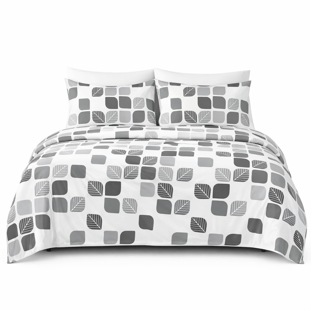 HCORA Geometric King Sheet Set, Ultra Soft Double Brushed Microfiber Bed Sheets, Deep Pocket, Breathable, Wrinkle Resistant, Easy Care, 4PC, King