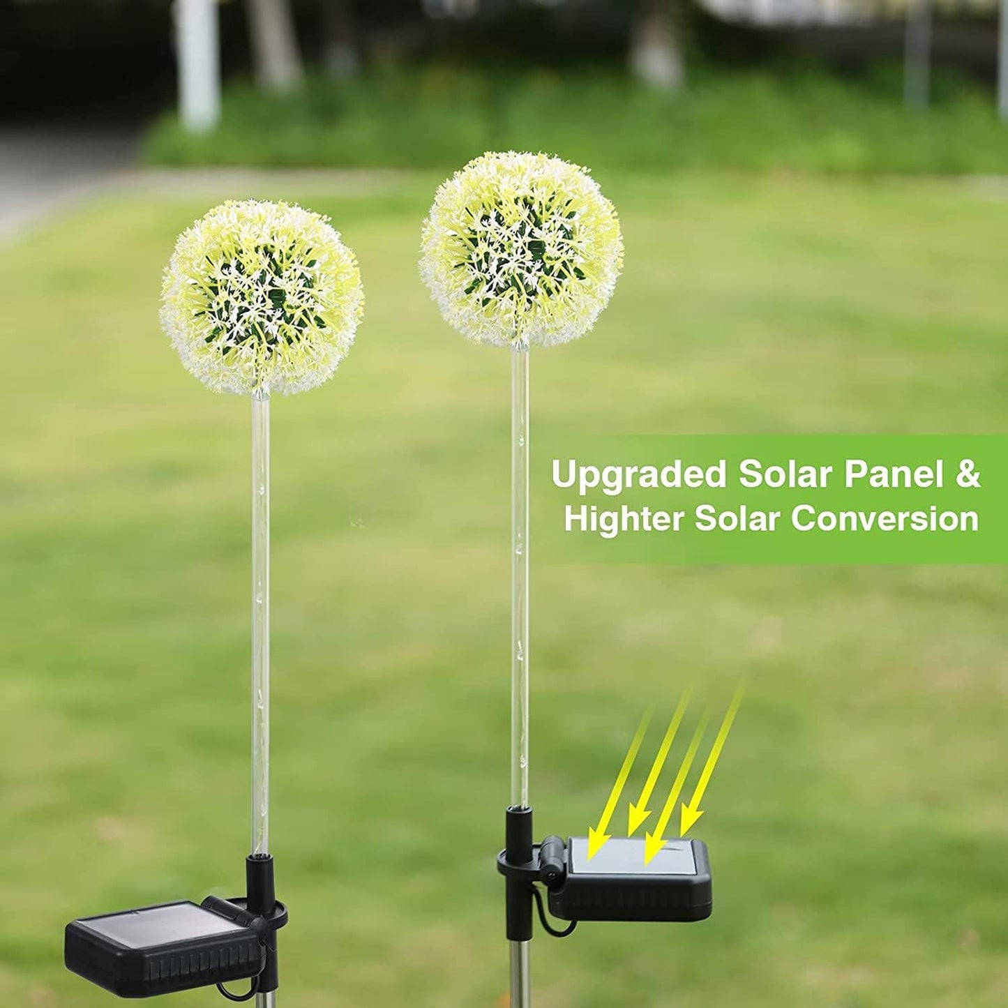 BUCASA Solar Lights Outdoor Garden, 4 Pack Dandelion Garden Lights with 16 Colourful LEDs, Waterproof Solar Flower Lights for Lawn Yard Garden Ornaments Outdoor Christmas Decorations