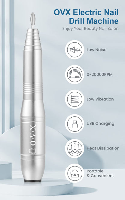 Portable Electric Nail Drill Machine, Professional 20000 RPM USB Manicure Pedicure Drills for Acrylic Nails Gel Polishing Shape Tools