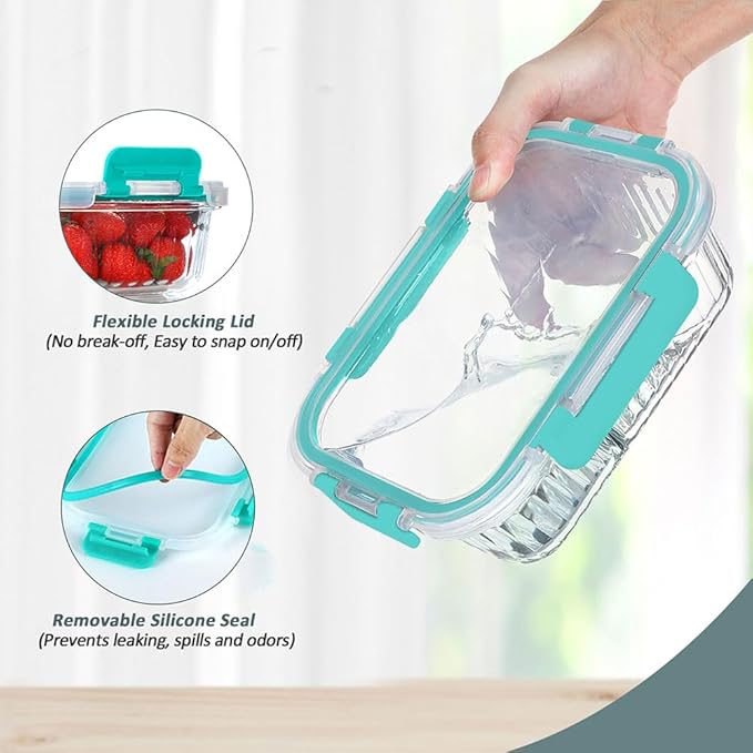 KOMUEE 10 Packs Glass Meal Prep Containers