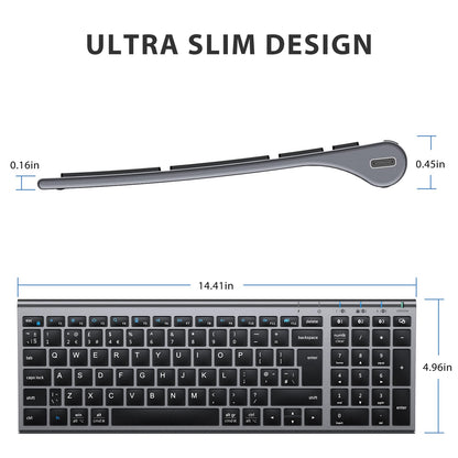 iClever Wireless Keyboard, Bluetooth Keyboard Stable Connection to Multi Devices Rechargeable Slim for Mac, iPad, Android, Windows, QWERTY UK Layout -Black