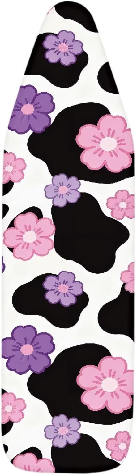 Pink Flower Cow Print Ironing Board Cover Soft Stain Resistant Ironing Board