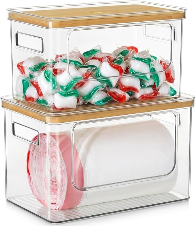 Hudgan 2 Pack Large Trash Bag Dispenser, 2 in 1 Garbage Bag and Dishwasher Pods