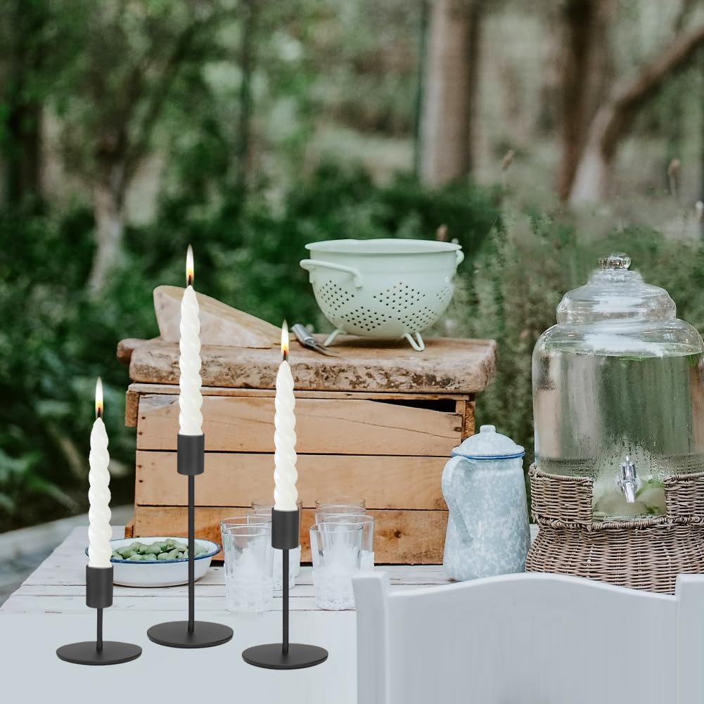 Anndason Set of 6 Black Candlestick Holders - Decorative for Home Decor, Wedding, Dining, Party, Anniversary