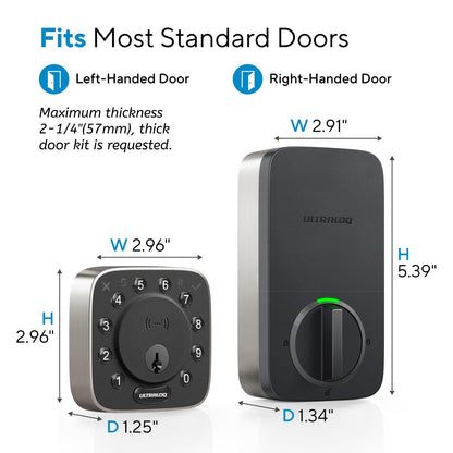 ULTRALOQ 2025 Upgrade Bolt NFC Smart Door Lock, Built-in WiFi Deadbolt 6-in-1 Keypad Keyless Entry Door Lock & Door Sensor,Auto Unlock,IP65 Waterproof,Easy Installation,BHMA Grade AAA