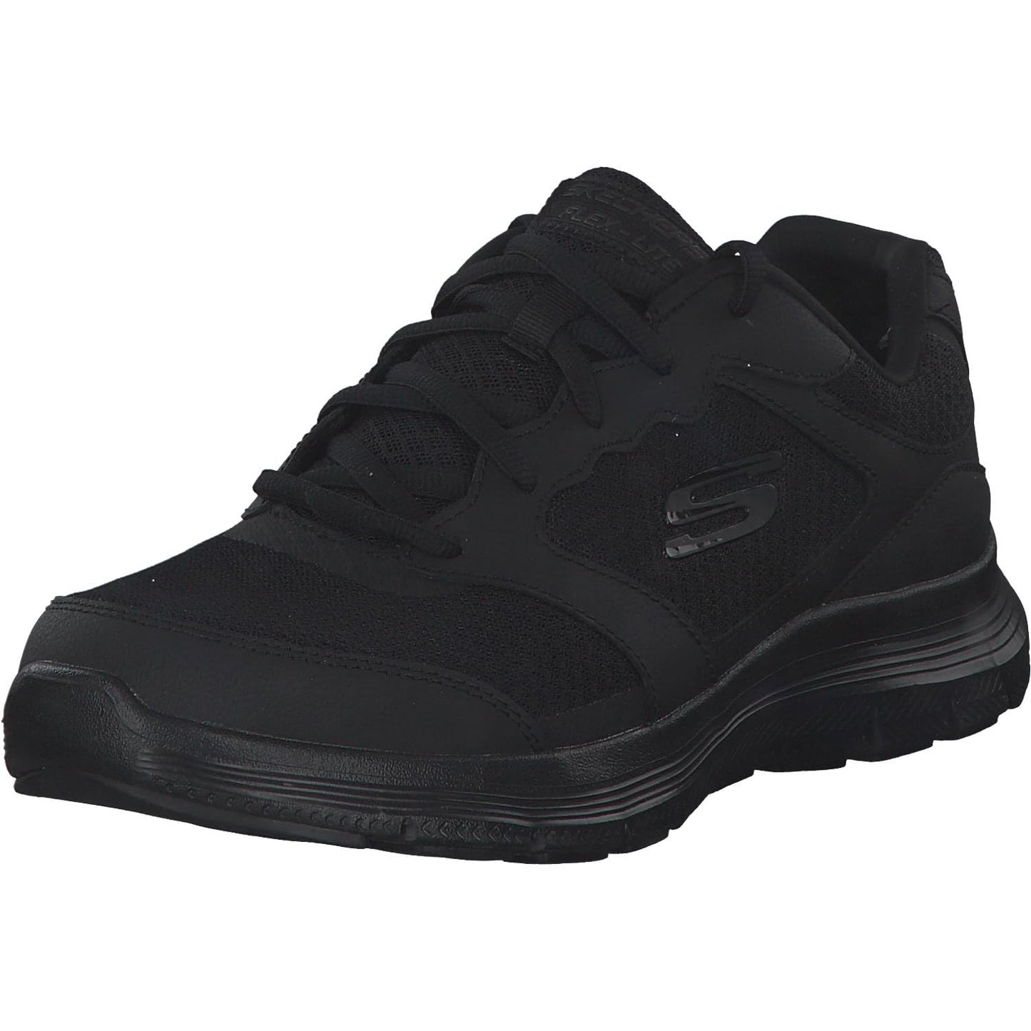 Skechers Men's Flex Advantage 4.0 Sneaker, Black Leather Mesh Pu Black Trim, 10 UK