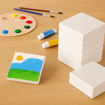 LWR CRAFTS Mini Stretched Canvas 2" X 2" 5cm x 5cm Pack of 12