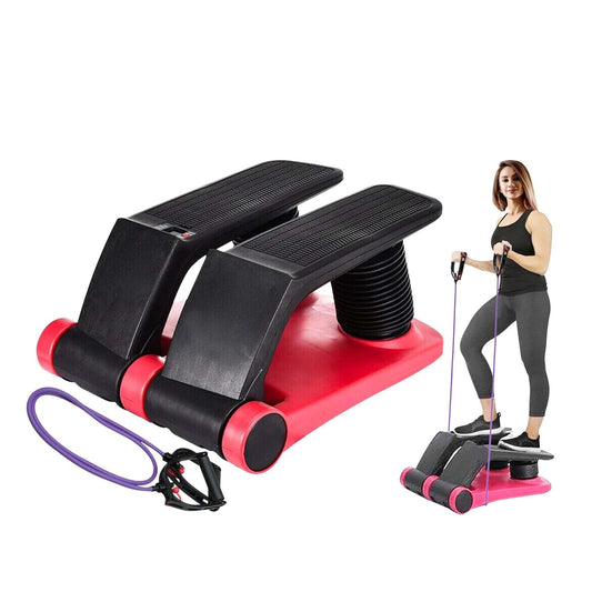 Stepper Climber Fitness Machine, Air Stair Climber Stepper Machine, Cardio Training Step Climber Machine Adjustable Fitness Exercise Machine Resistance Bands, Comfortable Foot Pedals