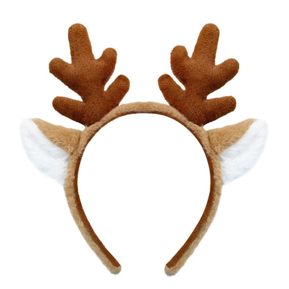 SIOTMERA Reindeer Antlers Headband Fluffy Animal Deer Ears Hairband Party Trips Cosplay Costume Washing for Christmas Halloween suitable for adults