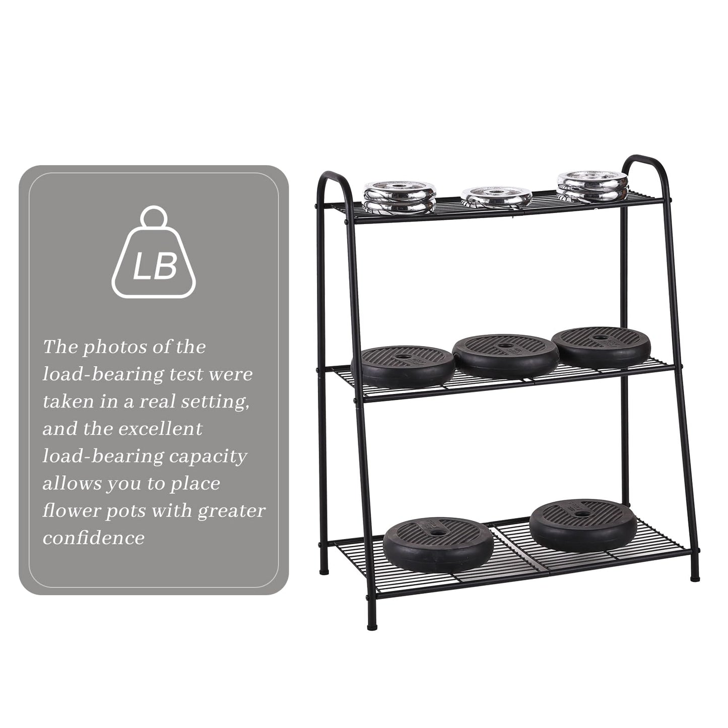 Kitsanery Metal Plant Stand Indoor Outdoor for Multiple Plants,3 Tier Plant Shelf,Large Heavy Duty Flower Holder Ladder Plant for Living Room, Patio, Balcony (Black)
