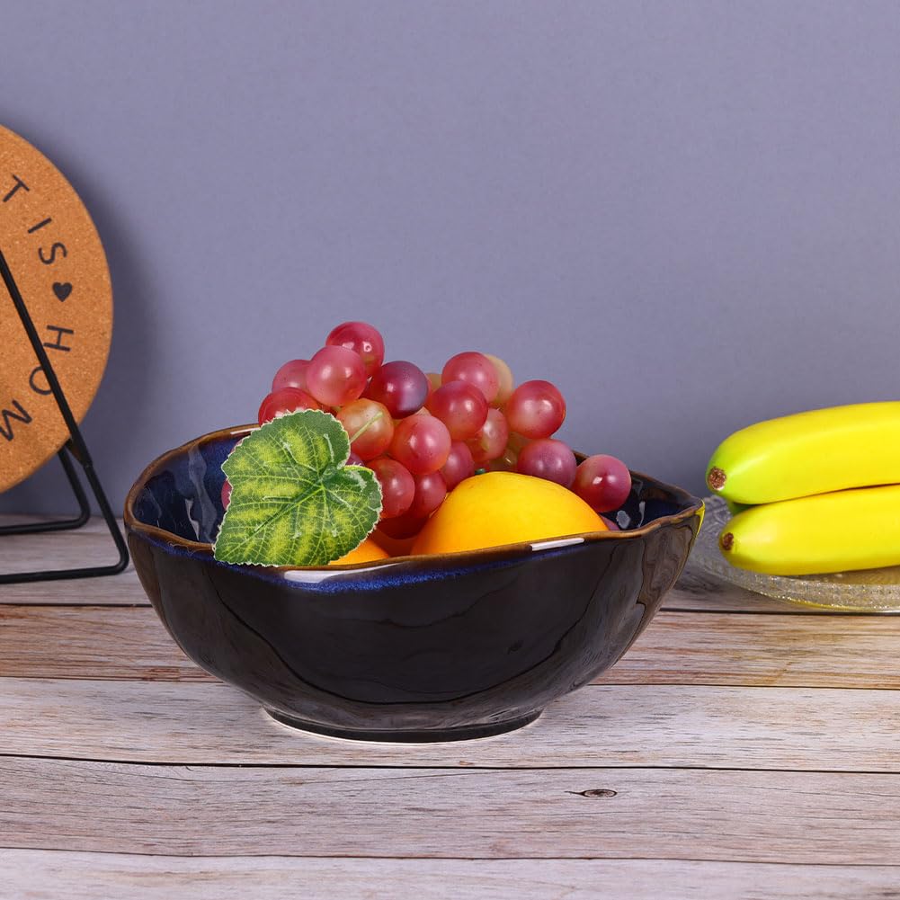 8" Blue Ceramic Decorative Bowl, Entryway Table Decor Pottery Key Bowl, Candy Dish, Salad Bowl, Blue Decor Small Jewelry Trinket Dish for Bedroom, Centerpiece, Bedside Table, Living Room Decorative