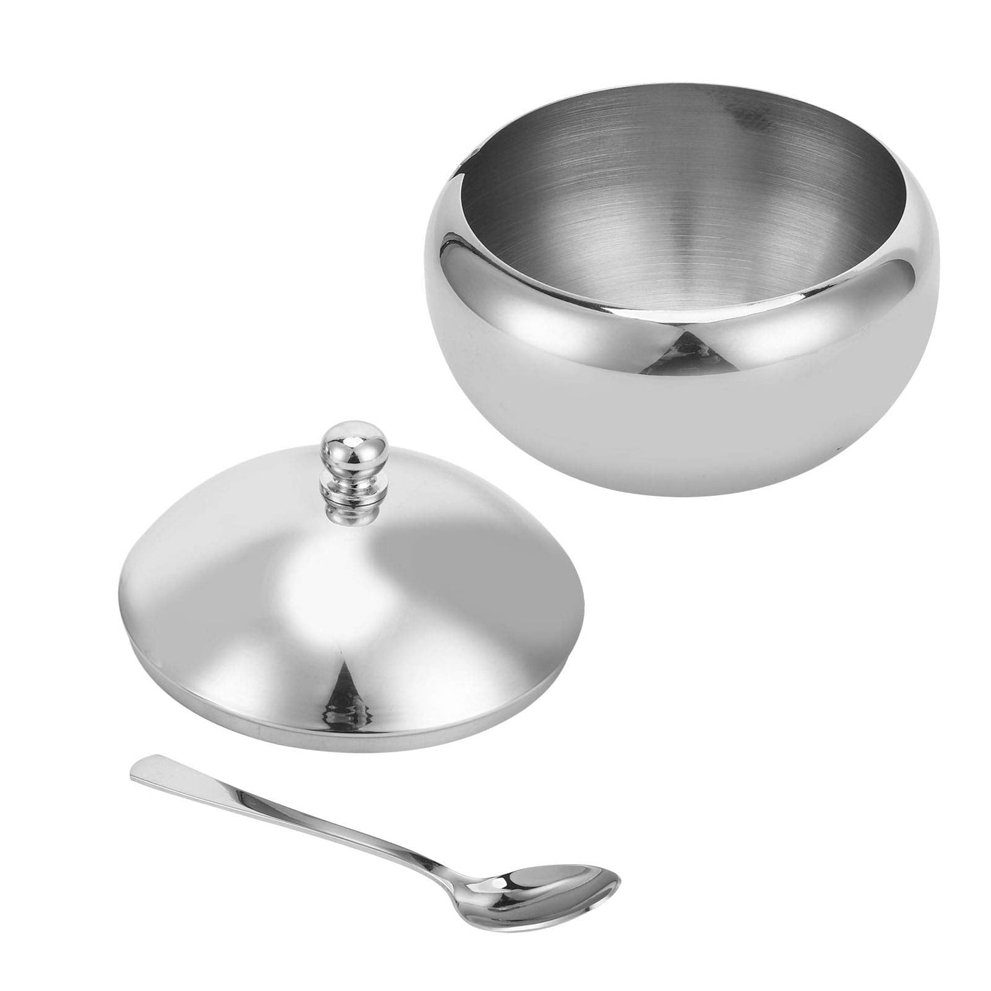 Seasoning Bowl,Stainless Steel Sugar Bowl With Lid and Spoon, Kitchen Storage Bottle Condiment Pots Ideal for Store Sugar, Salt, ,Spices(740ml,25.02OZ)