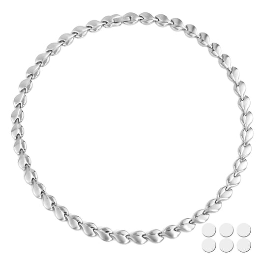 KYOSI Magnetic Necklace for Women, Stylish Leaf Pattern Links, Magnet Necklace with 3500 Gauss, Comfortable Daily Wear Jewelry Gift (Silver)