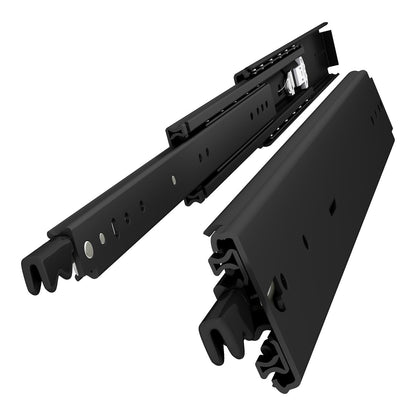 VADANIA 48" Ultra Heavy Duty Drawer Slide with Lock #D76, 3" Widening Black-electroplated Cold-Rolled Steel, Industrial Grade Heavy Load Capacity, 3-Fold Full Extension, Side Mount, 1-Pair