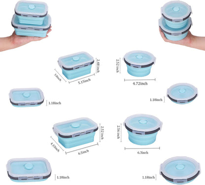 KUON Collapsible Silicone Food Storage Containers with Airtight Lids, Set of 4 Stacking Container, Microwave and Freezer and Dishwasher Safe, with Vent Valve, BPA Free (350ml and 500ml)