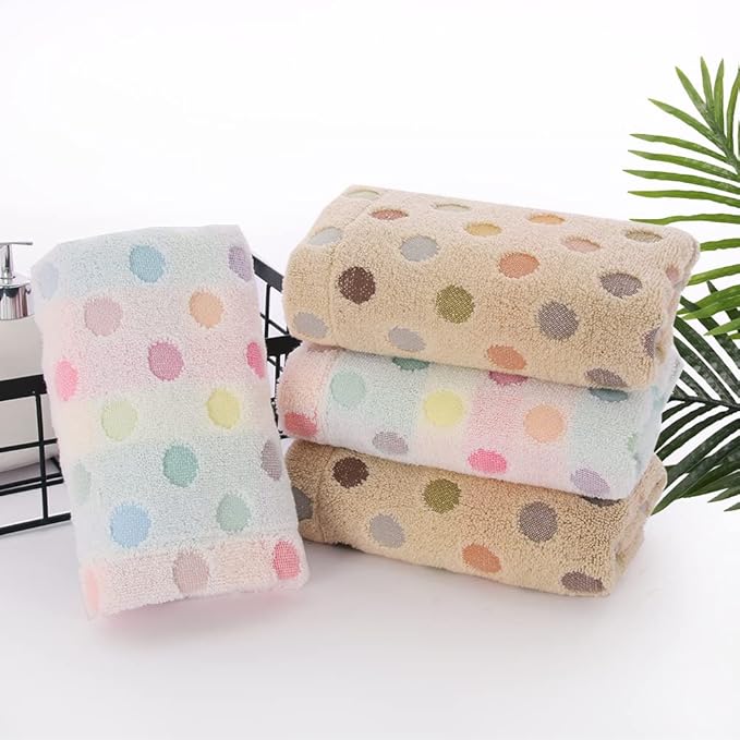 Pidada Hand Towels Set of 4 Colorful Polka Dot Pattern 100% Cotton Soft
