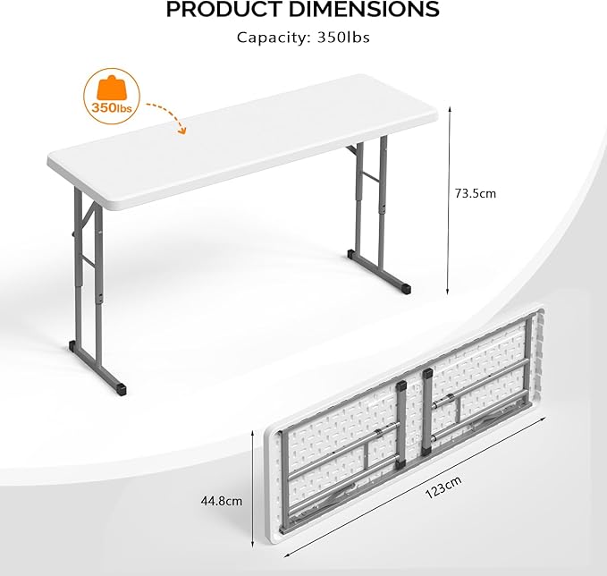 VINGLI 4 FT Narrow Folding Table, Home Work