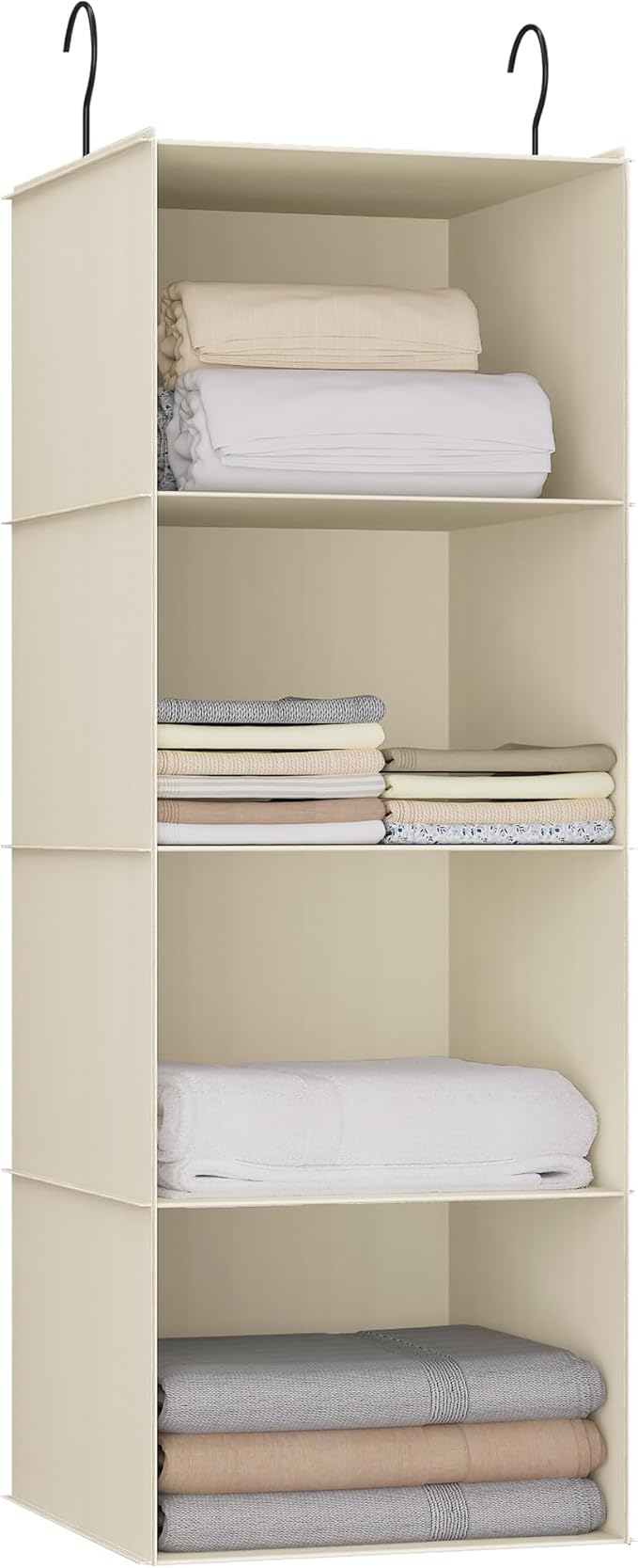 Hanging Closet Organizer, Easy Mount Foldable 4-Shelf Hanging Closet Wardrobe