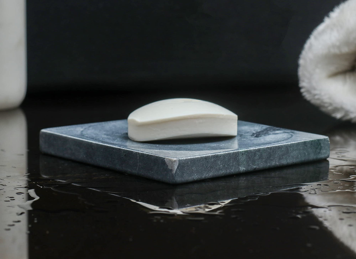 Crocon Marble Dish Holder Solid Design Soap Dish Bar Soap Holder for Bathroom, Kitchen and Countertops Luxury Decorative Accessory Box Soap Tray Size : (4.5 X 4.5 Inch)