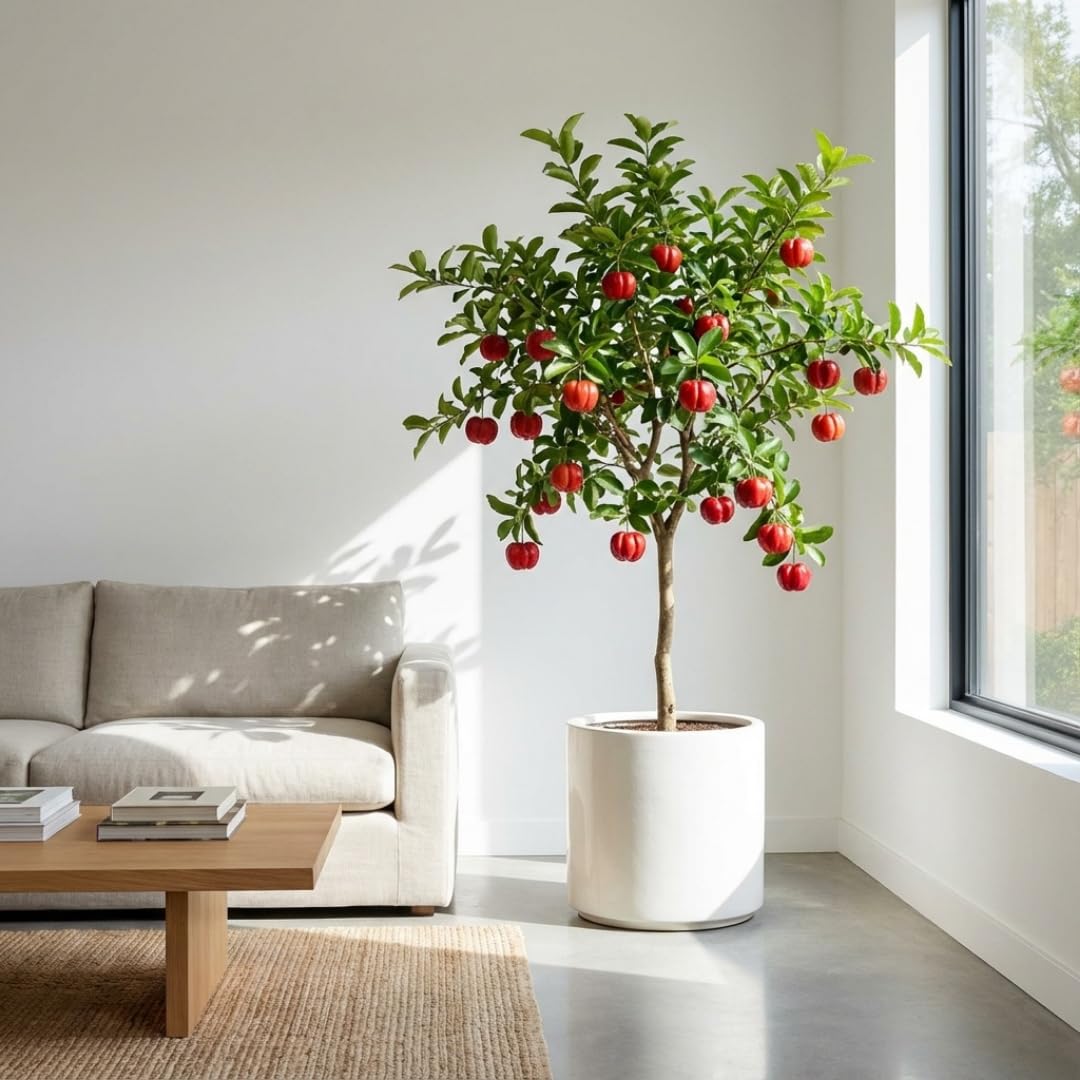 Cherry Tree Live Plant, Sweet Cherries Fruit Tree 4-8'' Tall, Tropical Fruit Trees for Planting Outdoor (Barbados Cherry Tree)