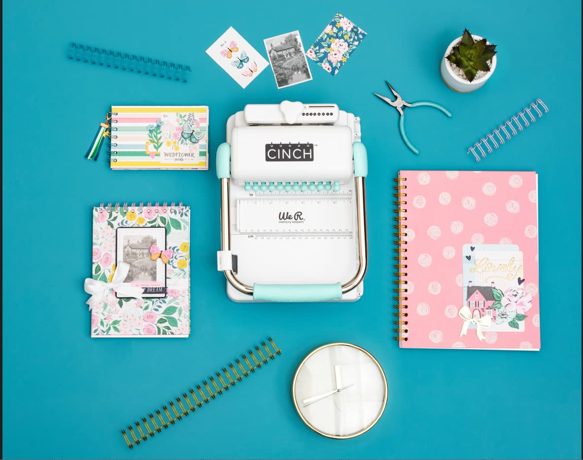 We R Memory Keepers Cinch Book Binding Machine Version 2, Mint, Easy to Use, Slide Ruler, Spiral Binding, Professional Books, Notebooks, Calendars