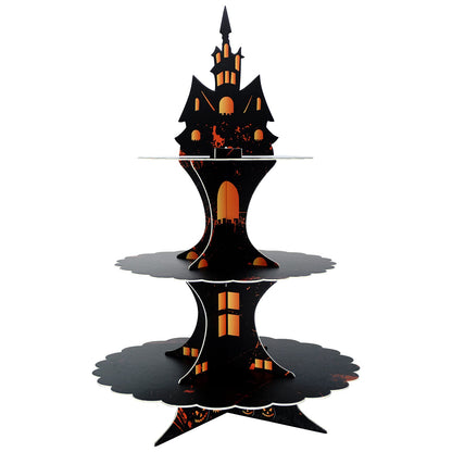 WEEPA Halloween Party Supplies 3 Tier Cupcake Stand Cardboard Cake Stand Gothic Tower for Halloween Party Decorations